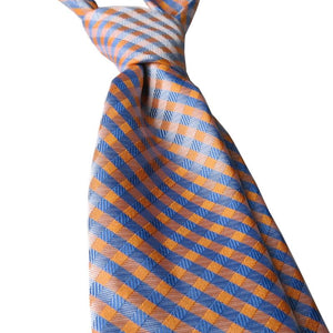 Dandy & Son 100% silk blue and orange tie close up