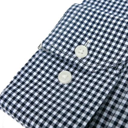 Dandy & Son Wide Spread Collared shirt in  gingham stule navy