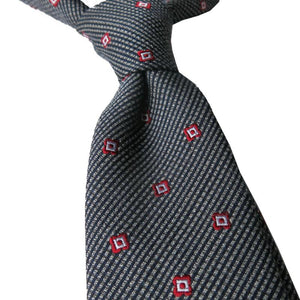 Dandy & Son grey silk tie close up